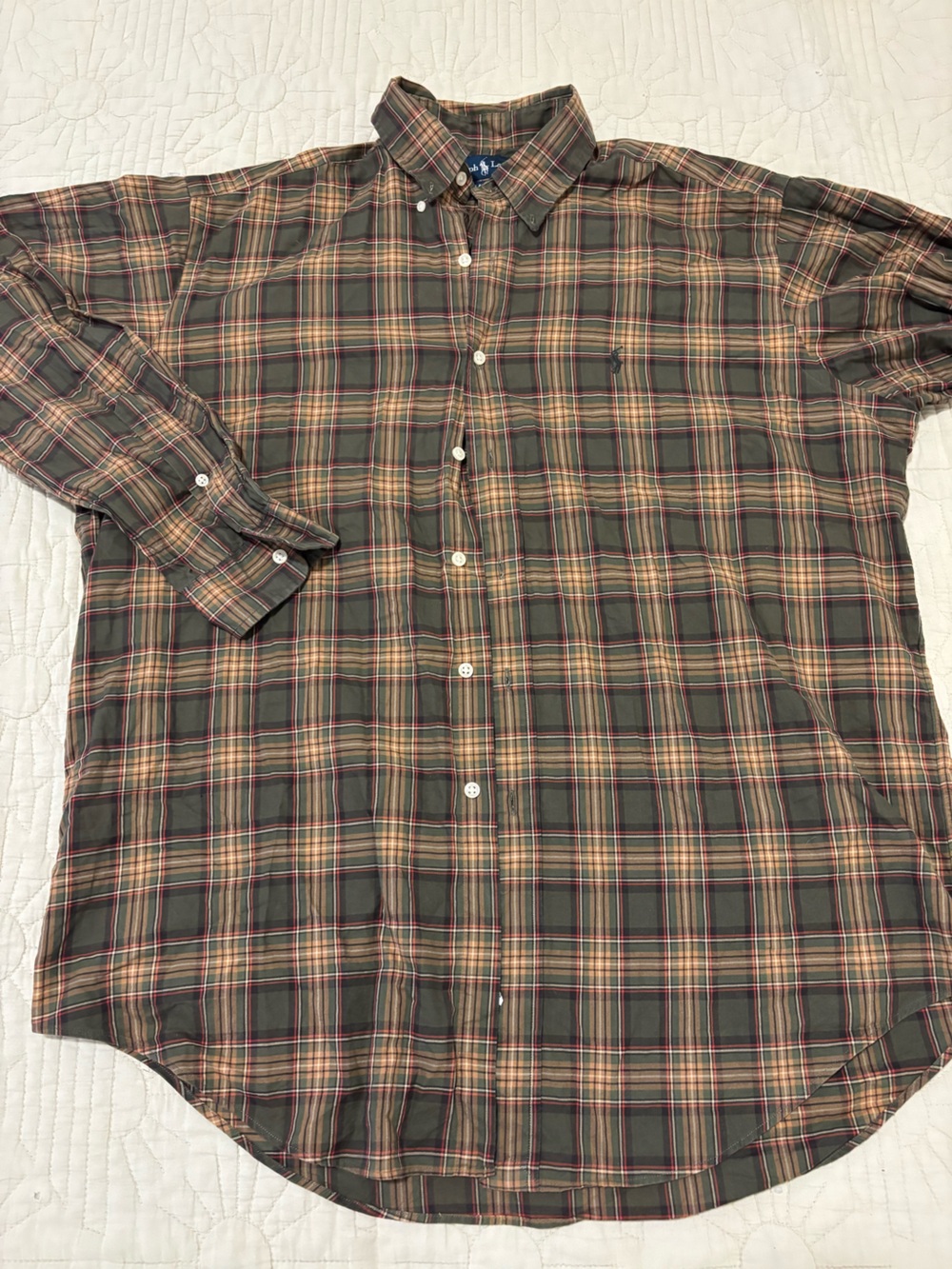 Ralph Lauren Olive Plaid Long-Sleeve Button-Down Shirt